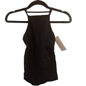 Spiritual Gangster NWT Black Halter Seamless Criss Cross Back XS/S Top